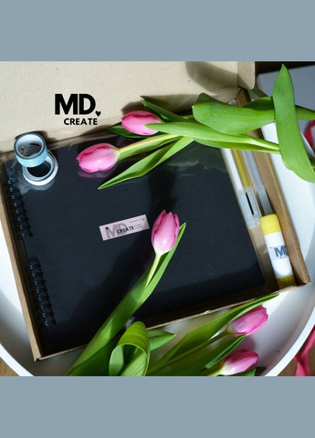 Набір DIY Преміум | Альбом з чорними листами + набір ручок, декоративний скотч, кутики | Фотоальбом з чорними сторінками WOW DIY (304419142)