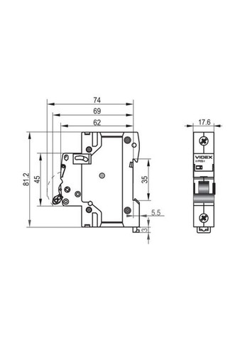 Автоматический выключатель (VF-RS4-AV1C06) Videx RS4 RESIST 1п 6А 4,5кА С (361110073)