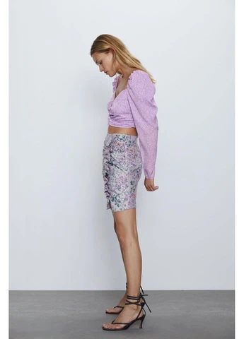 Спідниця літо,сірий в кольорові візерунки, Zara (394986953)
