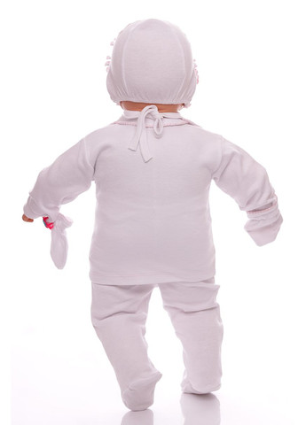 Білий демісезонний комплект розпашонка, повзунки, чопчик трикотажний для дівчинки білий 62 см (27933) BABYKROHA