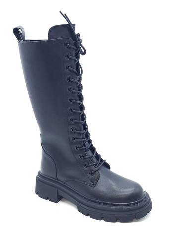 Жіночі черевики на овчині чорні шкіряні YA-14-12 25 см (р) Yalasou (271828032)