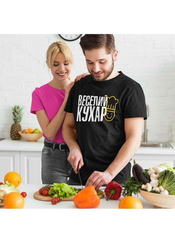 Черная футболка веселый повар с коротким рукавом Кавун