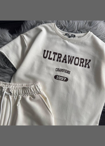 Молочний літній костюм "ультра" оверсайз з шортами IRmAS оверсайз