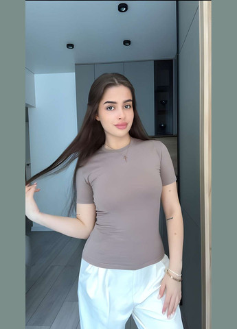 Женская летняя хлопковая базовая футболка в стиле скимс классическая однотонная голубая Україна - (339402896)