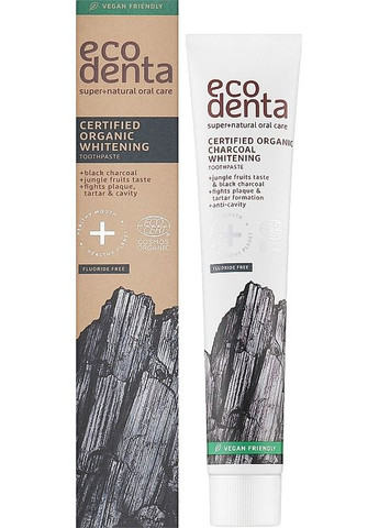 Органическая черная отбеливающая зубная паста Certified Cosmos Organic Black Whitening 75ml Ecodenta (368620544)