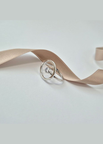 Срібна каблучка Коло з Білим каменем 17.5 розмір срібло 925 проби Родоване л026р 3.06г No Brand (335053825)