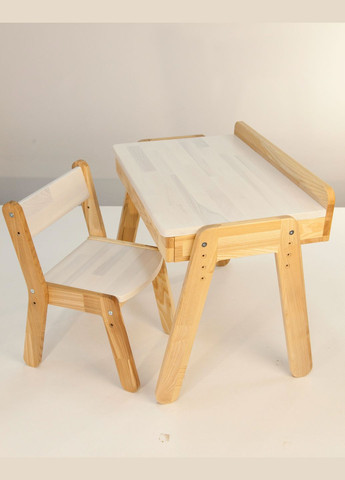 Дитячий столик з шухлядою та стільчик для дітей 2-7 років Білий під масло-воском Tatoy (292303175)