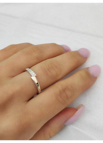 Кольцо серебряное 925 пробы с золотыми вставками 375 пробы 17р No Brand (366200270)