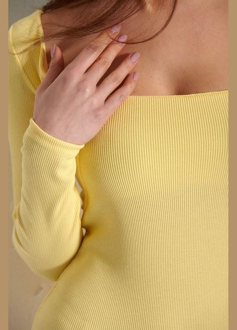 Боди женское в рубчик с квадратным вырезом лимонное MKAR46712-2 Modna KAZKA (276838598)