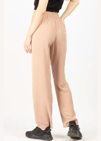 Штани літні з тканини жатка бежевого кольору Let's Shop (294607979)