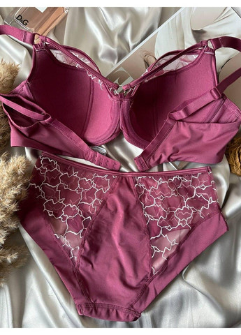 Бордовый комплект бюстгальтер тонкий поролон + трусики слипы 11706 бордовый Lanny Mode