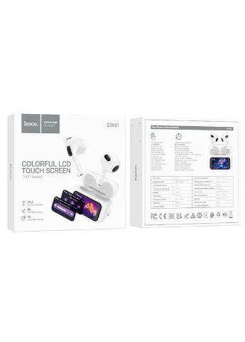 Бездротові TWS навушники EW81 Elegant with Touch Screen ANC White Hoco (382609358)