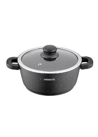 Каструля з прозорою кришкою Gemini Anzio, 2.5л, алюмінієва, чорного кольору. Ardesto (381186626)