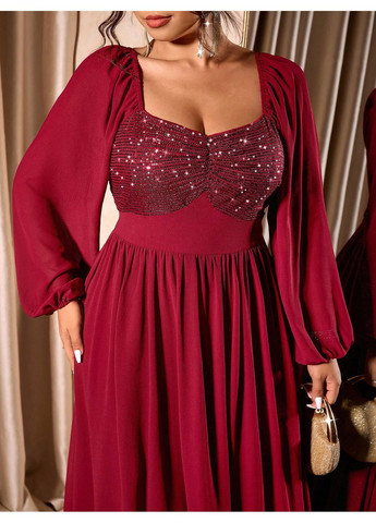 Бордовое платье SHEIN однотонное