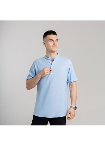 Голубой повседневный рубашка однотонная Pobedov