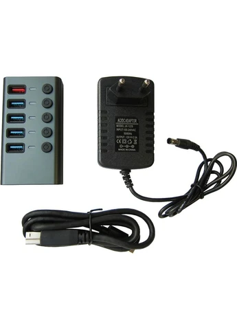 USB-хаб 5-in-1 USB-A to 4xUSB3.0 Data, 1xUSB3.0 2.4A Charging (DM-UH-P405-G) Dynamode (333144139)
