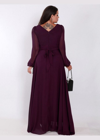 Темно-фиолетовое вечернее платье на запах, а-силуэт FashionYouWant однотонное