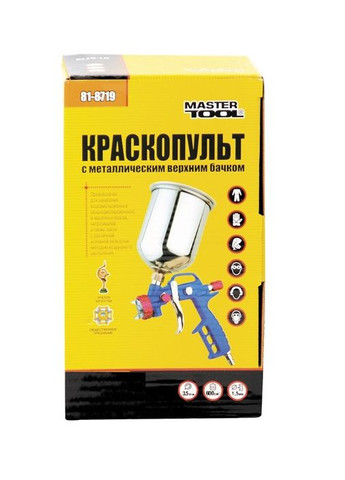 Пневматичний краскопульт HP, FEED ВАЛБ 600 мл, Ø 1,5 мм, 120-170 л/хв, 3,5-5 бар (81-8719) Mastertool (340909698)