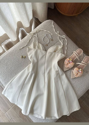 Молочное повседневный, кэжуал платье No Brand однотонное