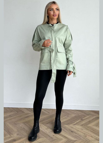 Оливковая демисезонная джинсовая куртка женская оливкового цвета Let's Shop