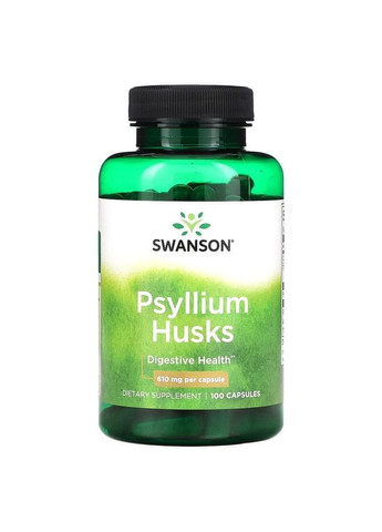 Псиліум 610 мг Psyllium Husk Подорожник лушпиння насіння 100 капсул Swanson (320892997)