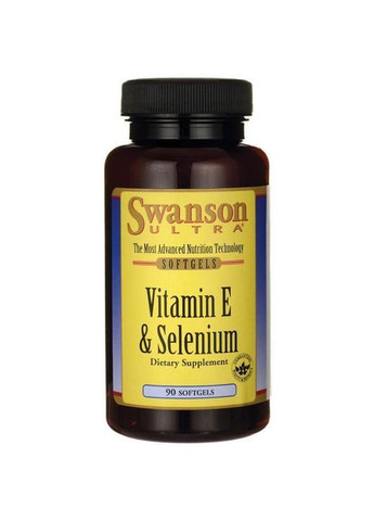Витамин Е и Селен, антиоксидант, Vitamin E & Selenium, 90 капсул Swanson (366733907)