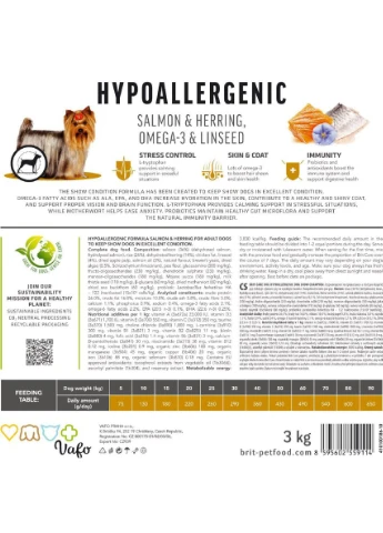 Корм сухий Dog Hypoallergenic Dog Show Champion для виставкових собак з лососем і оселедцем 12 кгLR Brit Care (388399426)