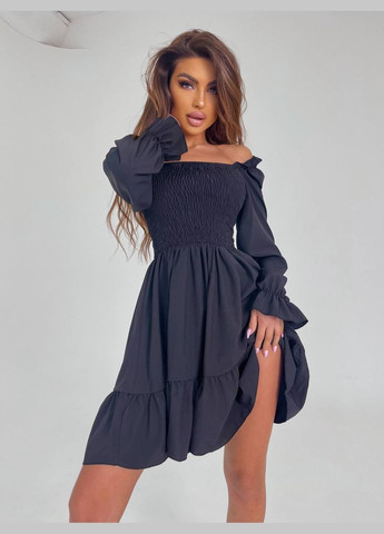 Чорна повсякденний жіноча сукня з спідницею-сонце Україна однотонна