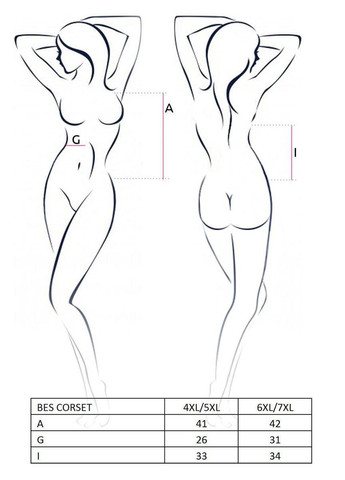 Корсет під латекс із пажами COPSET black 6XL/7XL — Passion, стринги, шнурівка BES (303882354)