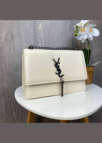 Женская мини сумка клатч с цепочкой на плечо экокожа молочная (sku_1145М) No Brand (330575994)