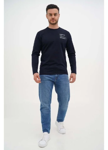 Темно-синий демисезонный повседневный лонгслив Trend Collection
