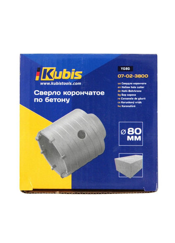 Свердло корончате по бетону 80 мм, YG8C, ТМ Kubis (363055232)