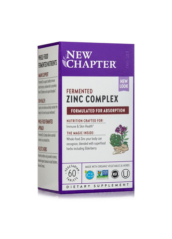 Вітаміни та мінерали Zinc Complex, 60 таблеток New Chapter (293481282)