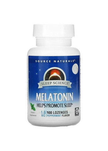 Натуральна добавка Melatonin 1mg Sleep Science, 100 льодяників М'ята Source Naturals (293341810)