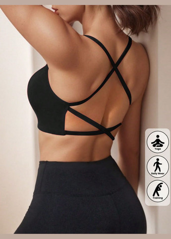 Чёрный бюстгальтер спортивный SHEIN