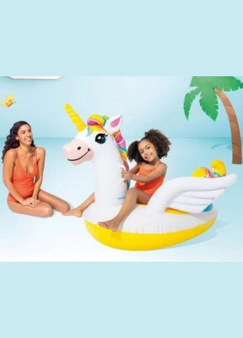 Надувний плотик для катання 57561 «Єдиноріг», 198 х 140 х 102 см, жовтий Intex (323217207)