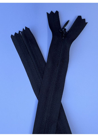 Чорна бавовняна котонова міцна нероз'ємна спіральна вшивна потайна змійка-блискавка на хб основі з бігунком 50 см тип 3 No Brand (350882183)