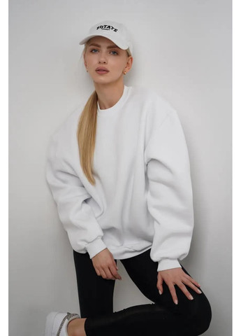 Белый свитшот женский тape22 из тринитки с эластичными манжетами one size (xs-l) белый тape22 (371798774)