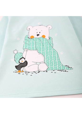 Бирюзовая зимняя пижама для девочки Фламинго