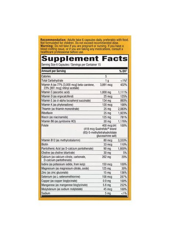 Мультивітаміни без заліза Alive! Adult Complete Multivitamin 90 капсул Nature's Way (359473921)