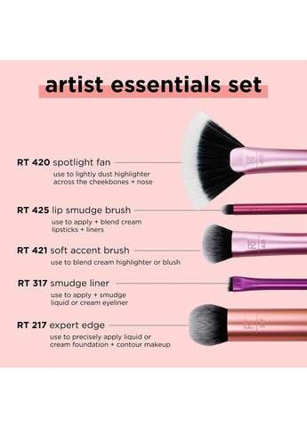 Набор кистей для макияжа Artist Essentials Makeup Brush Set Real Techniques (370143712)