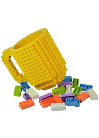 Чашка кружка конструктор с ручкой детская для детей мальчиков девочек Лего с деталями 13х13 см 350 мл (478727-Prob) Желтая Unbranded (309759312)