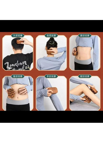 Шкребок ГуаШа, дерев'яний масажер для ГуаШа, дерев'яна щітка для масажу, 10 кульок, 6,5х10 см No Brand (350349846)