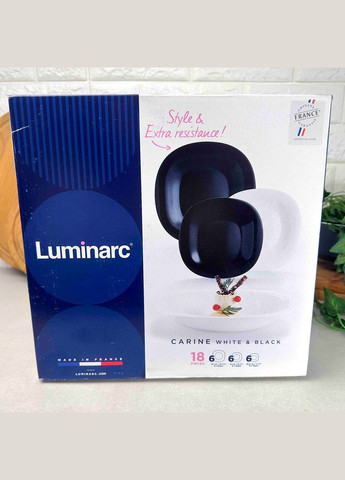Столовий сервіз чорно-білий квадратний Carine Black/White 18 предметів (N1479) Luminarc (303137971)