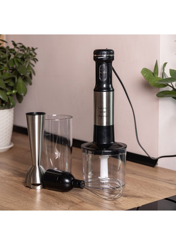 Блендер ручний занурювальний 800 Вт з вінчиком та подрібнювачем для приготування смузі та соусів ProDobro (364191652)