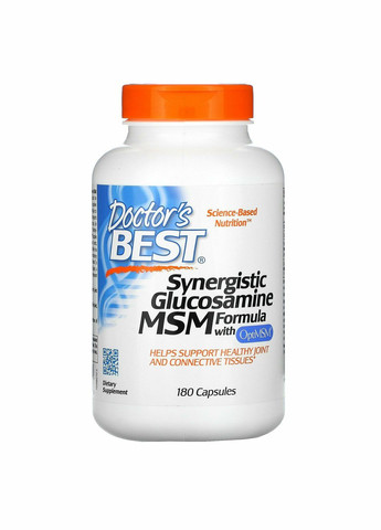 Харчова добавка Synergistic Glucosamine MSM Formula with OptiMSM синергетична формула глюкозаміну та ЧСЧ з OptiMSM, 180 капсул Doctor's Best (280265759)