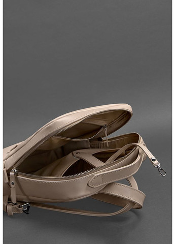 Кожаный женский городской рюкзак на молнии Cooper светло-бежевый краст BlankNote (348359369)