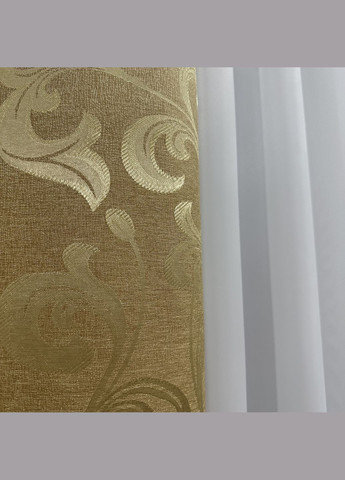 Комплект штор жаккардових з вензельним візерунком — 2 шт(1.5м×2.7 м) золотистого кольору No Brand (331325838)