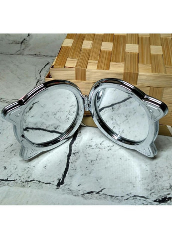 Зеркало карманное косметическое Котик жидкие блестки 7,5х7 см Белый No Brand (370866726)