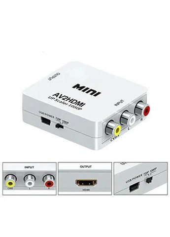 Конвертер AV RCA to HDMI тюльпан переходник, адаптер AV2HDMI, 1080p с питанием Usb sig AAA (341532142)